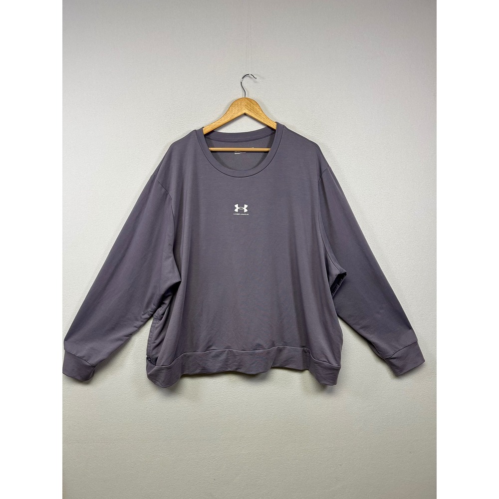 Athleisure‎ Under Armour Womens 3X Purple Long Sleeve Loose Fit Crew Neck Top